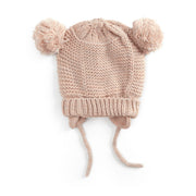 כובע פונפונים לתינוק – PINK WOOL