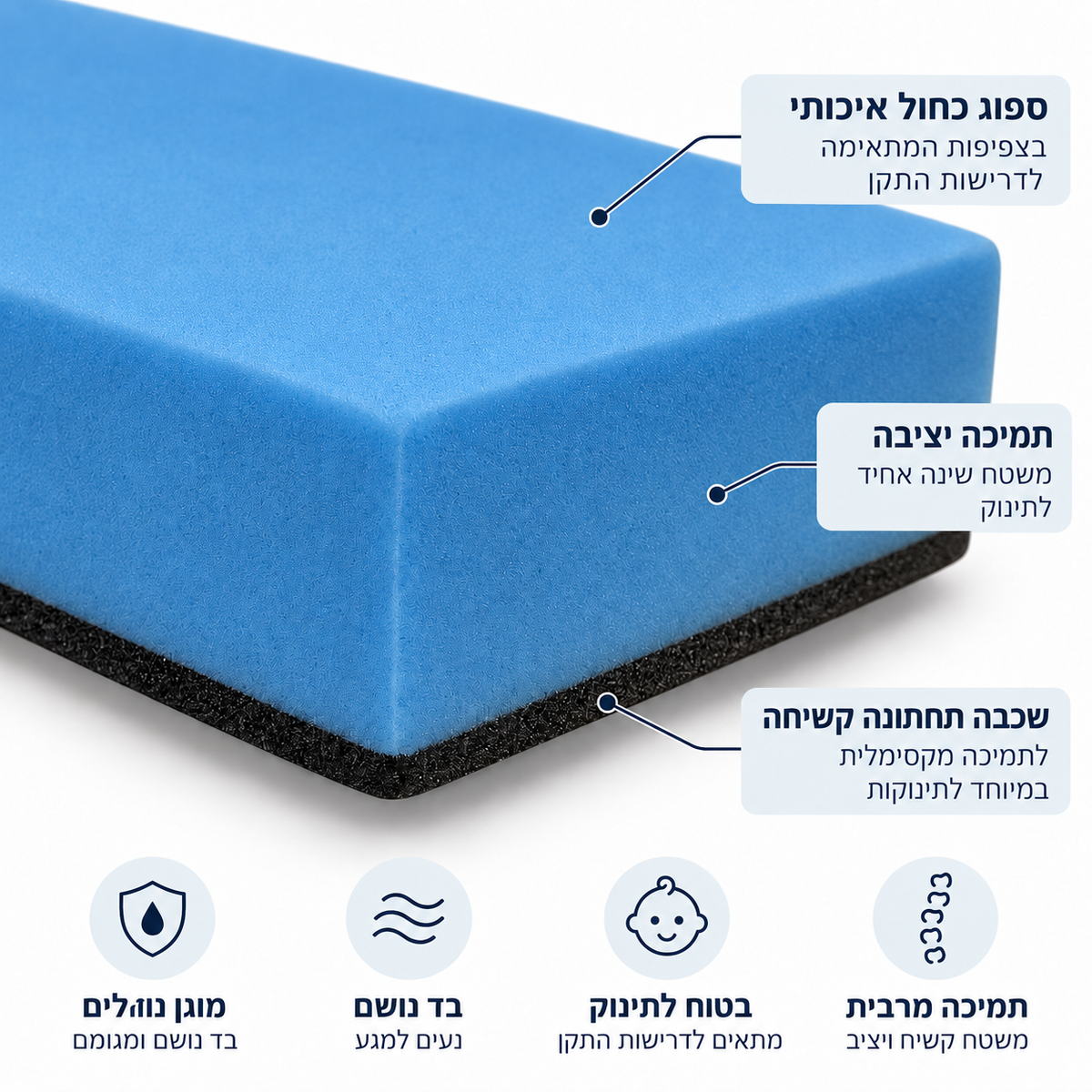 מזרן דו-צדדי עם צד קשיח 63×100